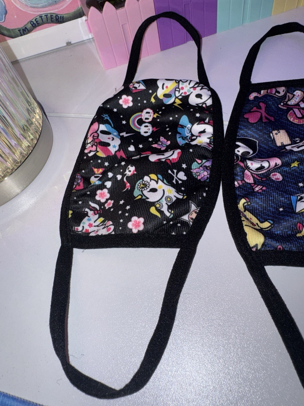3 Pack Reusable TokiDoki Kids Teens Face Masks, Assorted Colorful NWOT