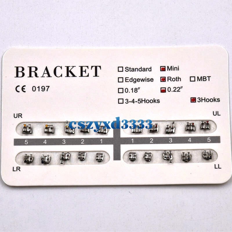 Dental Orthodontic Brackets Brace Roth/MBT/Edgewise 018/022 NO. 3/345 Hooks