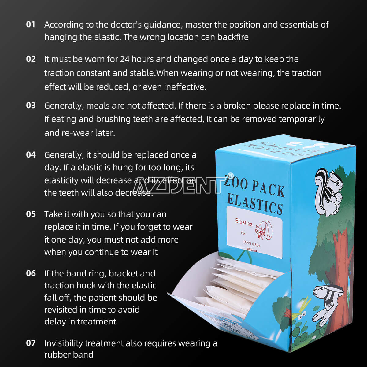 Dental Orthodontic Elastics latex Rubber Bands 5000pcs 3.5 OZ 1/8(chipmunk)