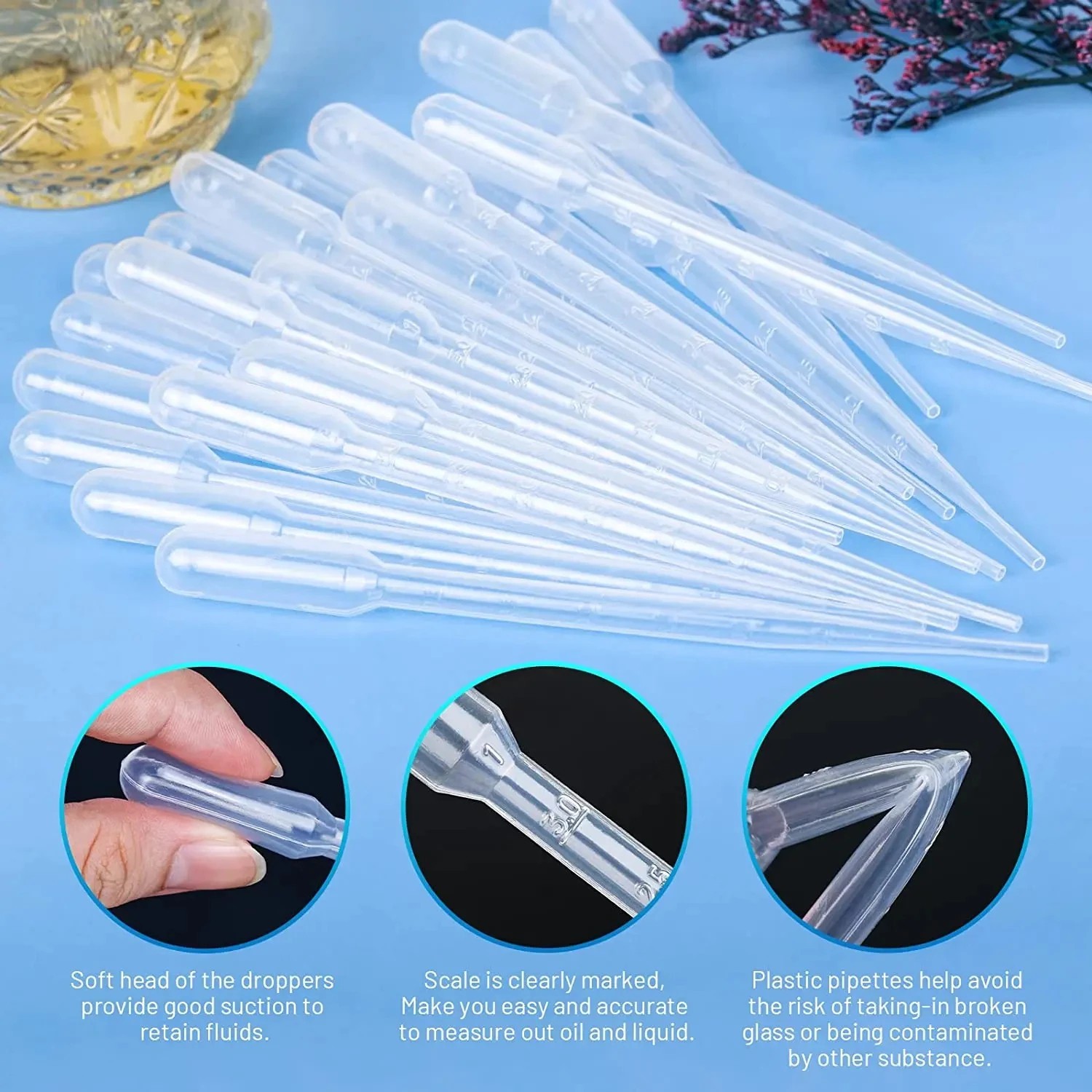 100 plastic transfer pipettes droppers graduated Pasture
