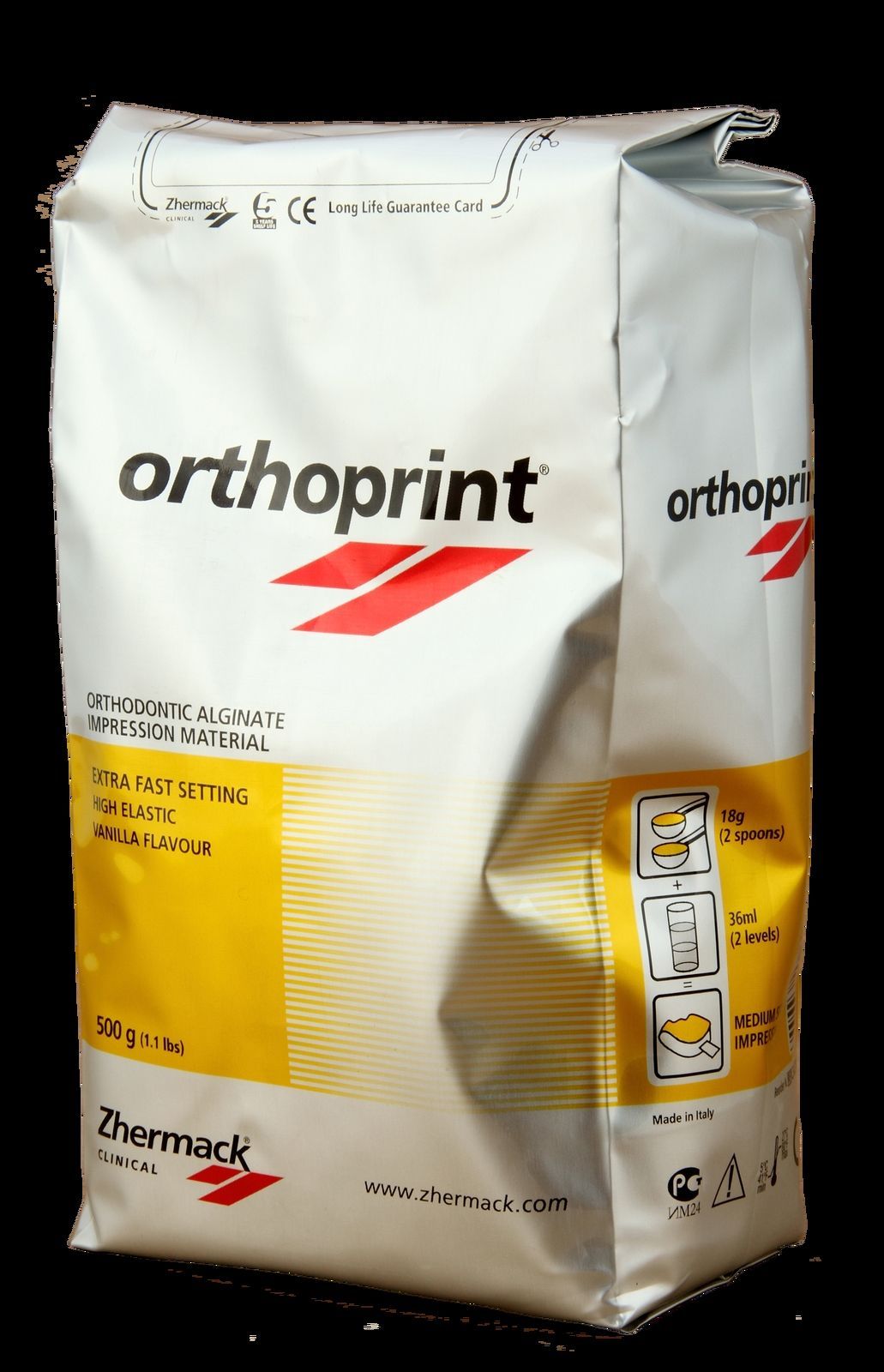 Orthoprint Alginate (ZHERMACK) 1 Case = 12 bags – extra fast setting VANILLA