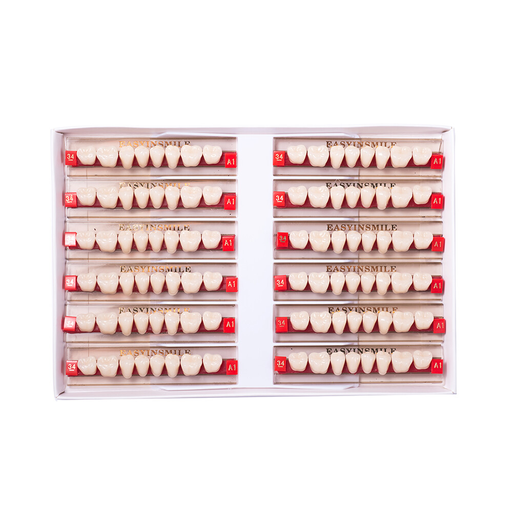 Dental Acrylic Resin Denture False Teeth Upper Lower Full Set A1/A2/A3 Shade USA