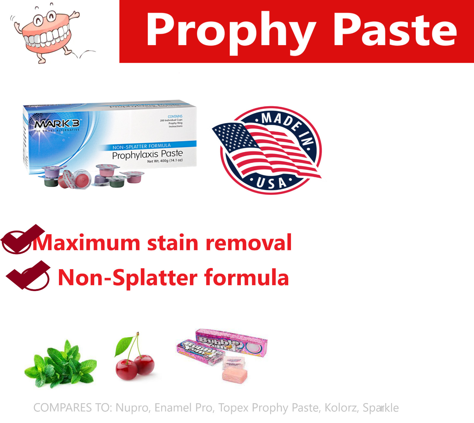 Dental Prophy Paste Upto 600 cups Prophylaxis Non Splatter Mark3 All Grit Types