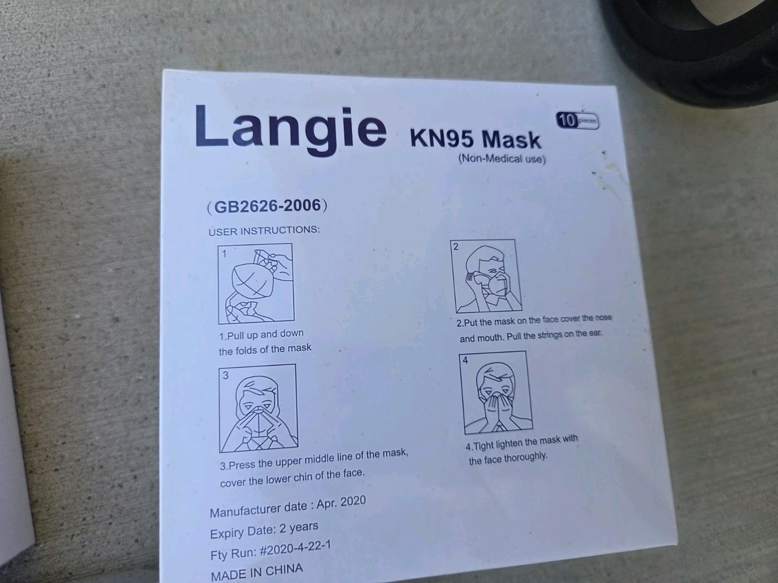 30 Langie KN95 Mask. 3 Boxes.