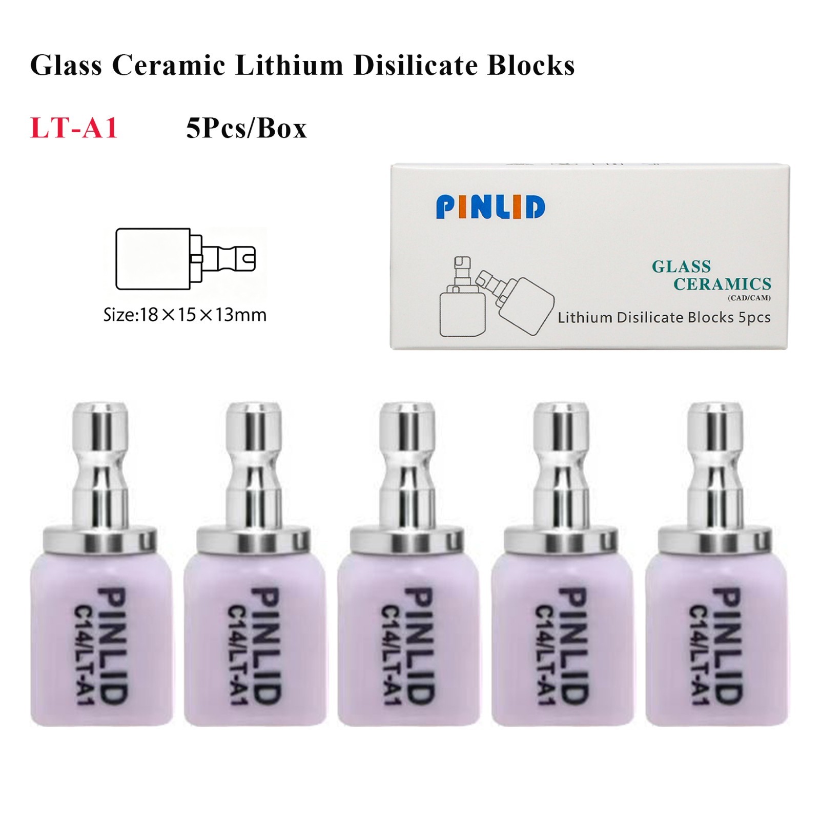 C14LT CEREC Dental Emax Glass Ceramic Blocks Lithium Disilicate CAD/CAM 5Pcs/Box