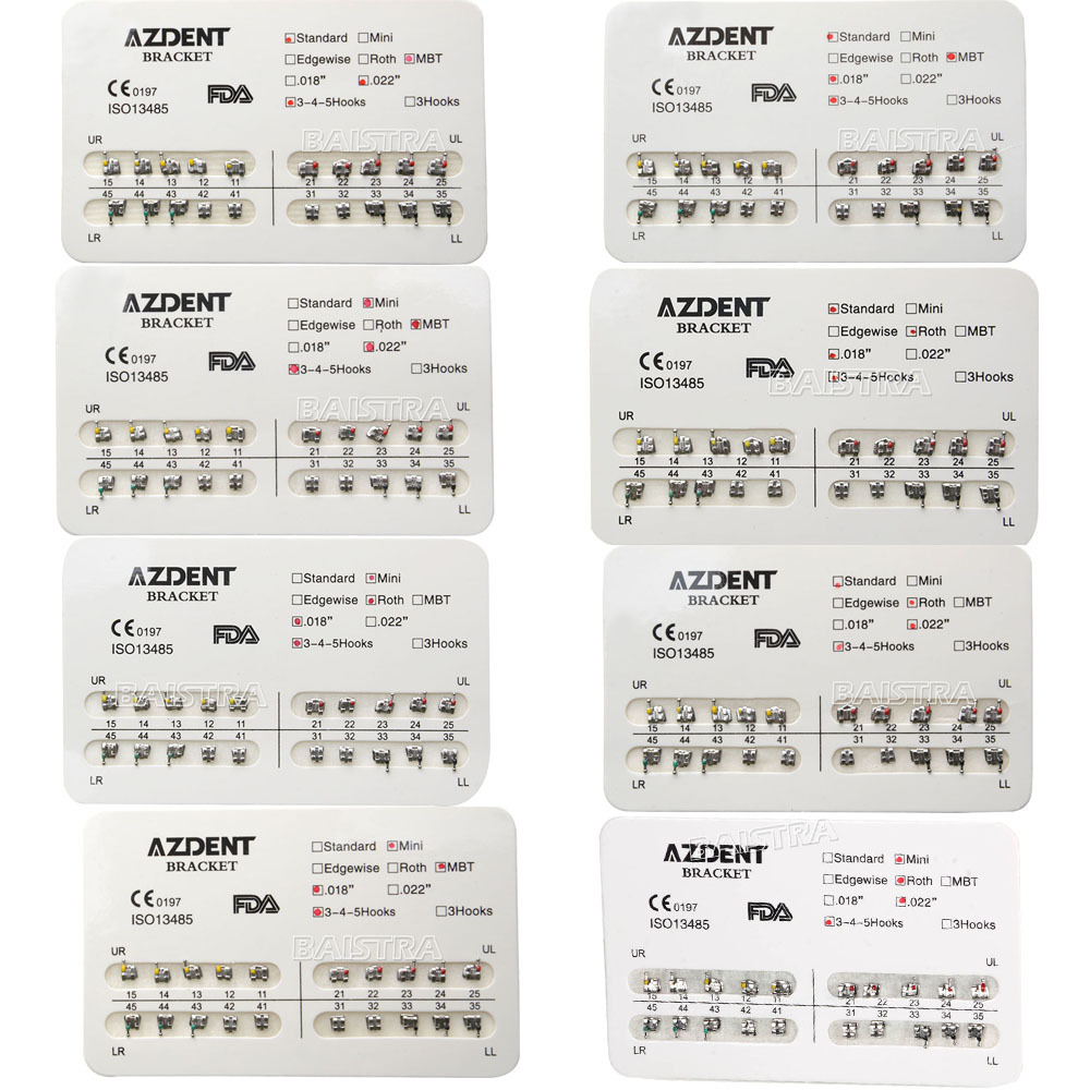 Dental Orthodontic Metal Bracket Braces Mini Standard Roth MBT 018 022 Hooks 345