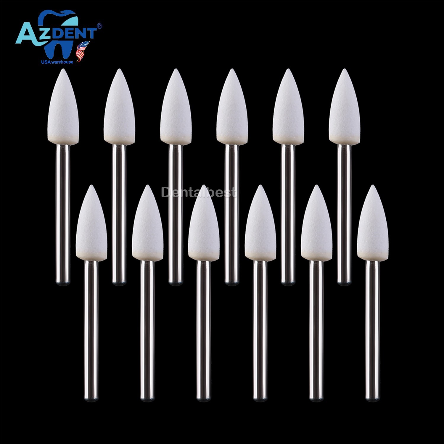 36pcs AZDENT Dental Flame White Stone Polishing FG Burs Abrasion Point Bur FL2