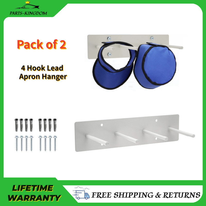 2x Lead Apron Hanger 4-Hook Heavy Duty Wall Mount w/ Extra Long Anti-Slip Hooks