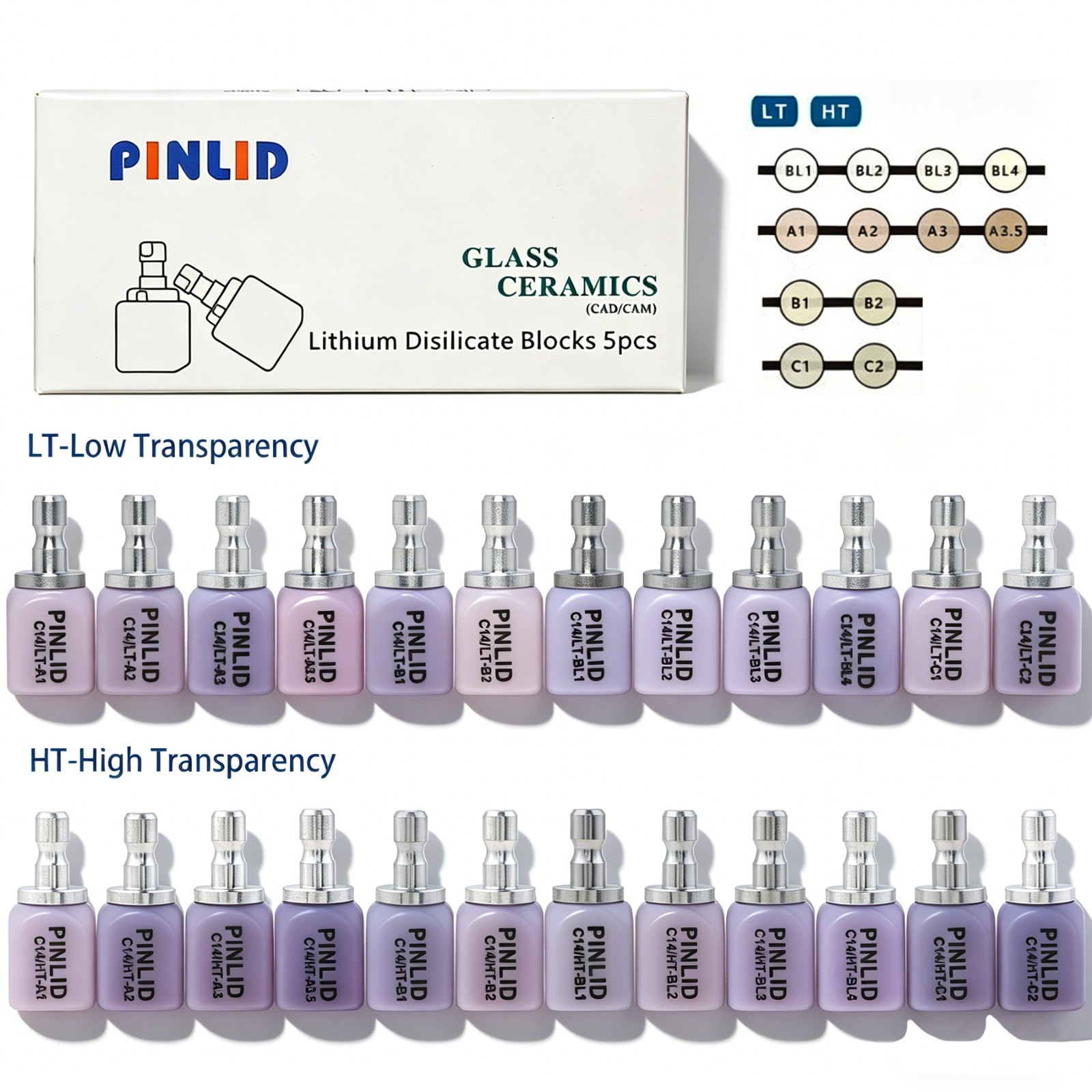 US C14 HT/LT lithium disilicate glass ceramic blocks e.max CAD CAM CEREC Lab