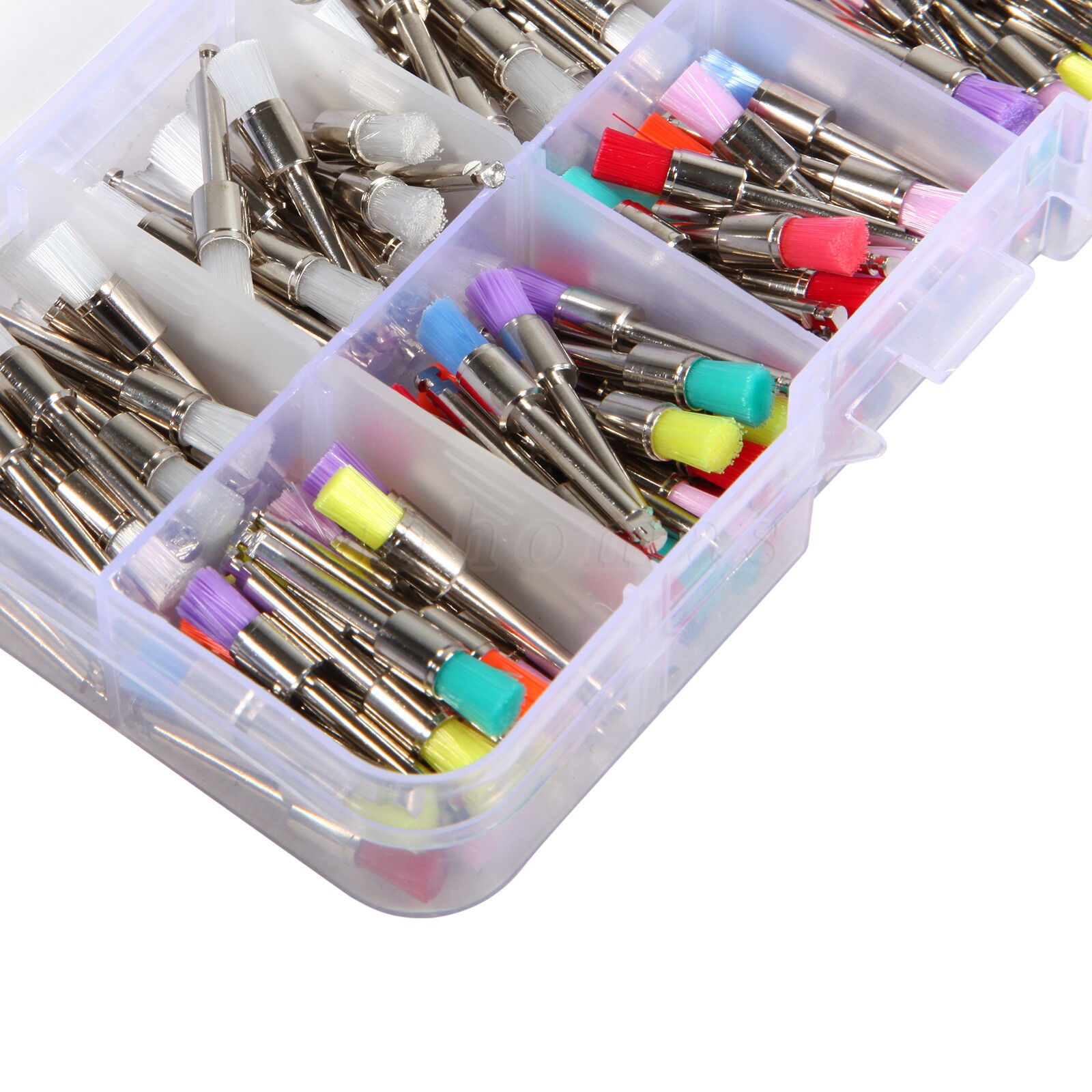 200 Pcs Dental White&Colorful Nylon Latch Flat Polishing Polisher Prophy Brushes