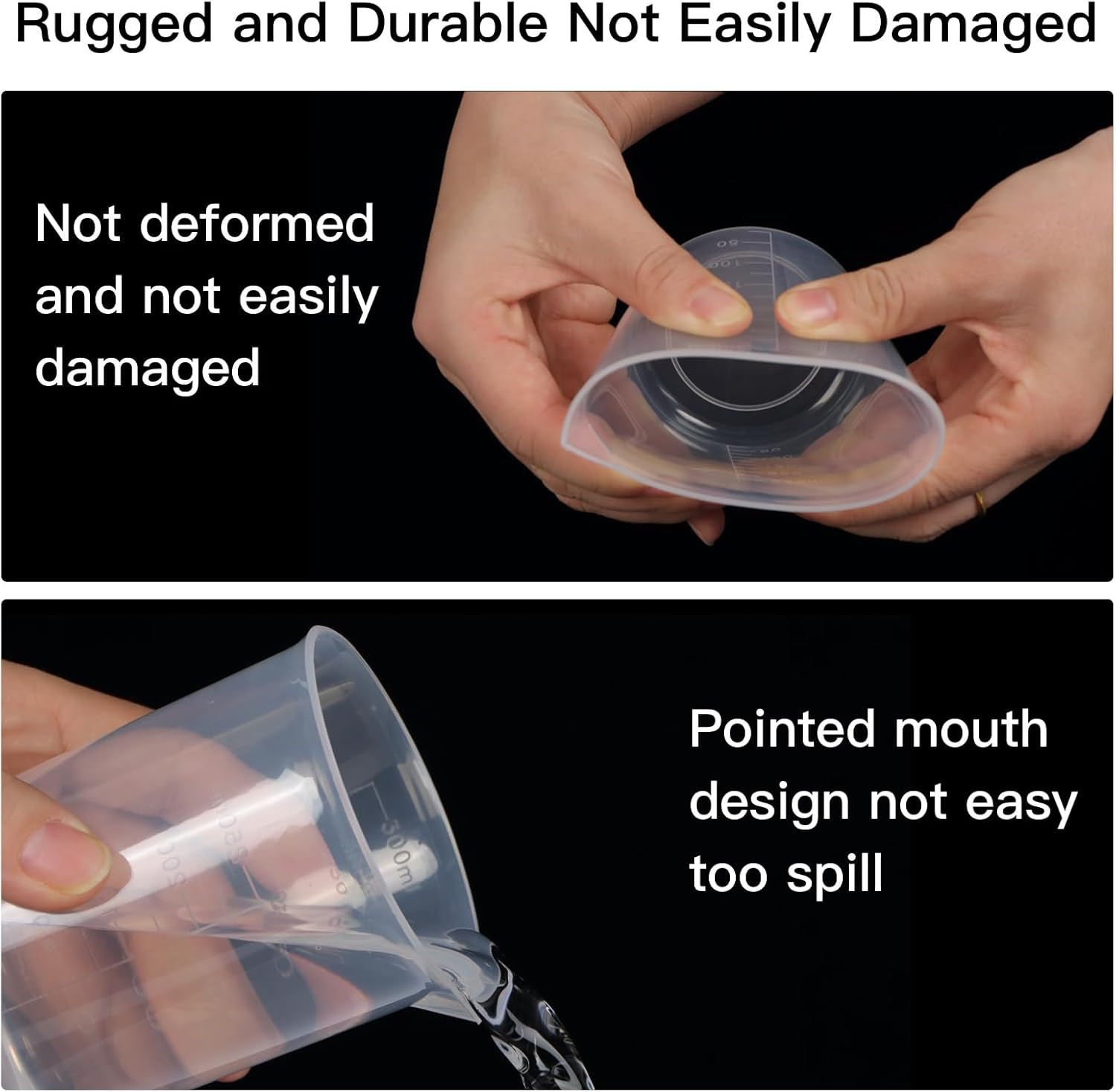 5 Pack Plastic Measuring Jugs, Transparent Lab Graduated Beakers, Heat Resistant