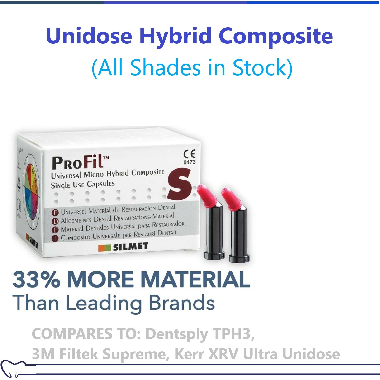 Dental Silmet ProFil Micro Hybrid Composite Restorative All Shades – 20 Compules