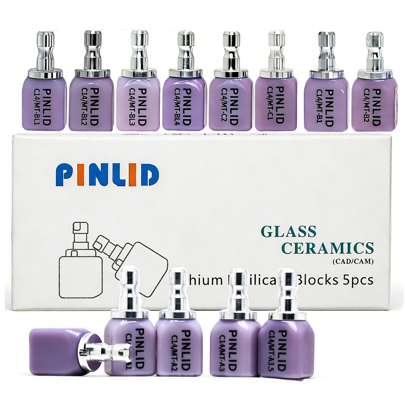 5/PK C14 HT/LT/MT Dental Lithium Disilicate Emax CAD CEREC/InLab Ceramic Blocks