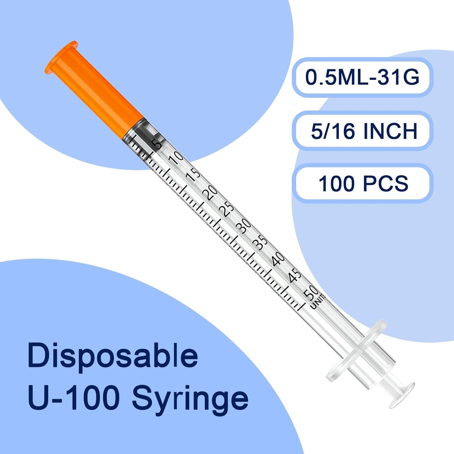 100-Pack 0.5ml 31G Syringes – Sterile Packaging