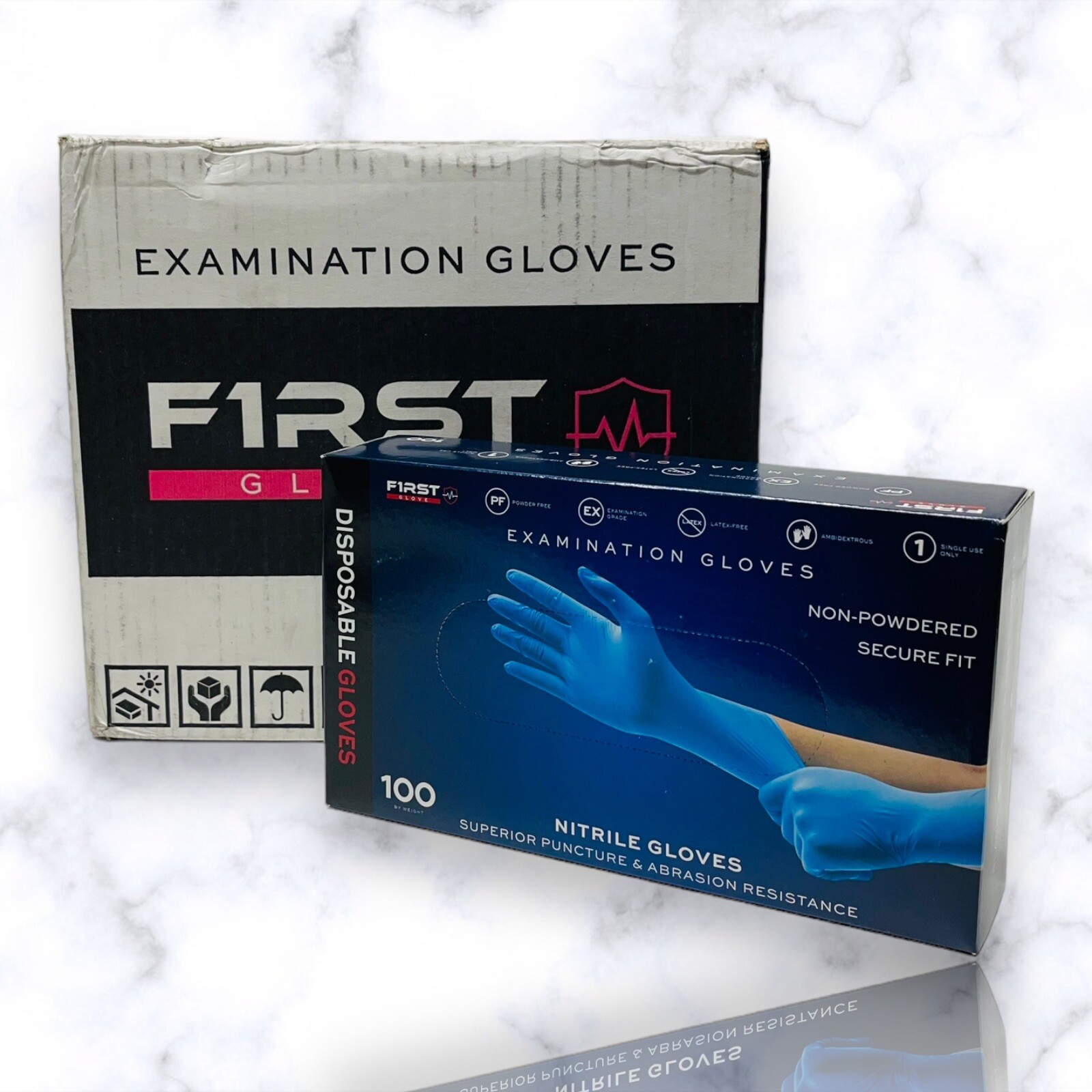 First Glove Blue Nitrile Examination Gloves 3 Mil, Latex Free | Large | 1000
