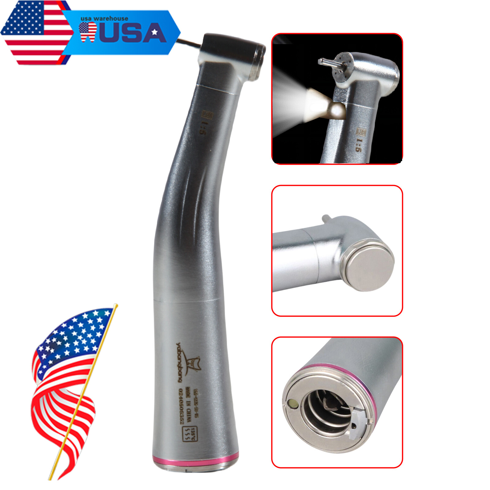 Dental 1:5 Fiber Optic Contra Angle High Speed Electric Handpiece Fit COXO/KaVo