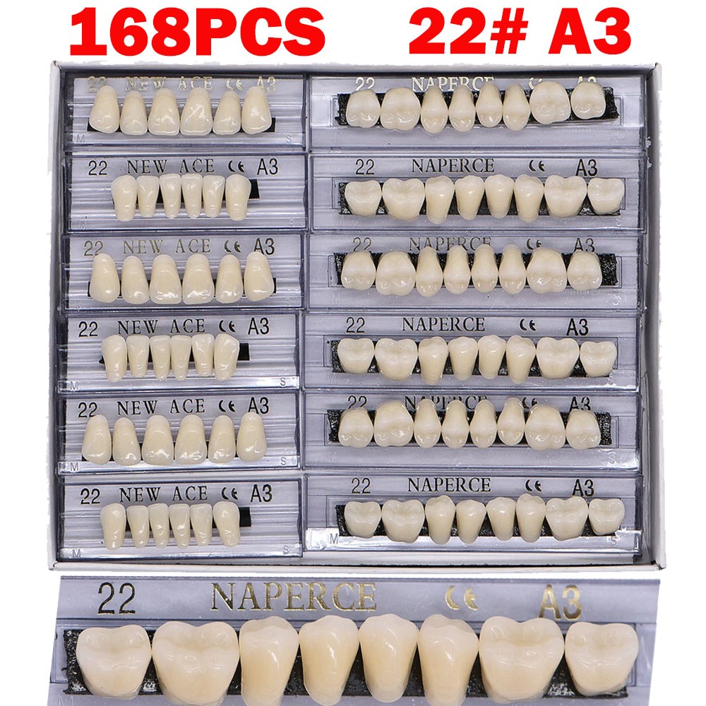 168Pcs Dental Acrylic Resin Denture 22#A3 Full Set Teeth Upper Lower Shade Tooth