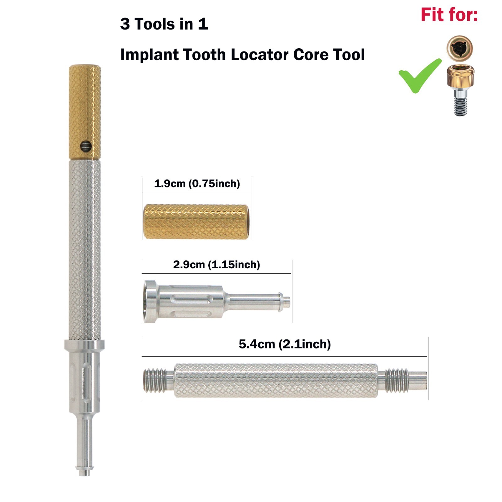 US For Zimmer Dental Locator Attachment Abutment & Male Cap Tool PAØ3.5mm 5mm GH