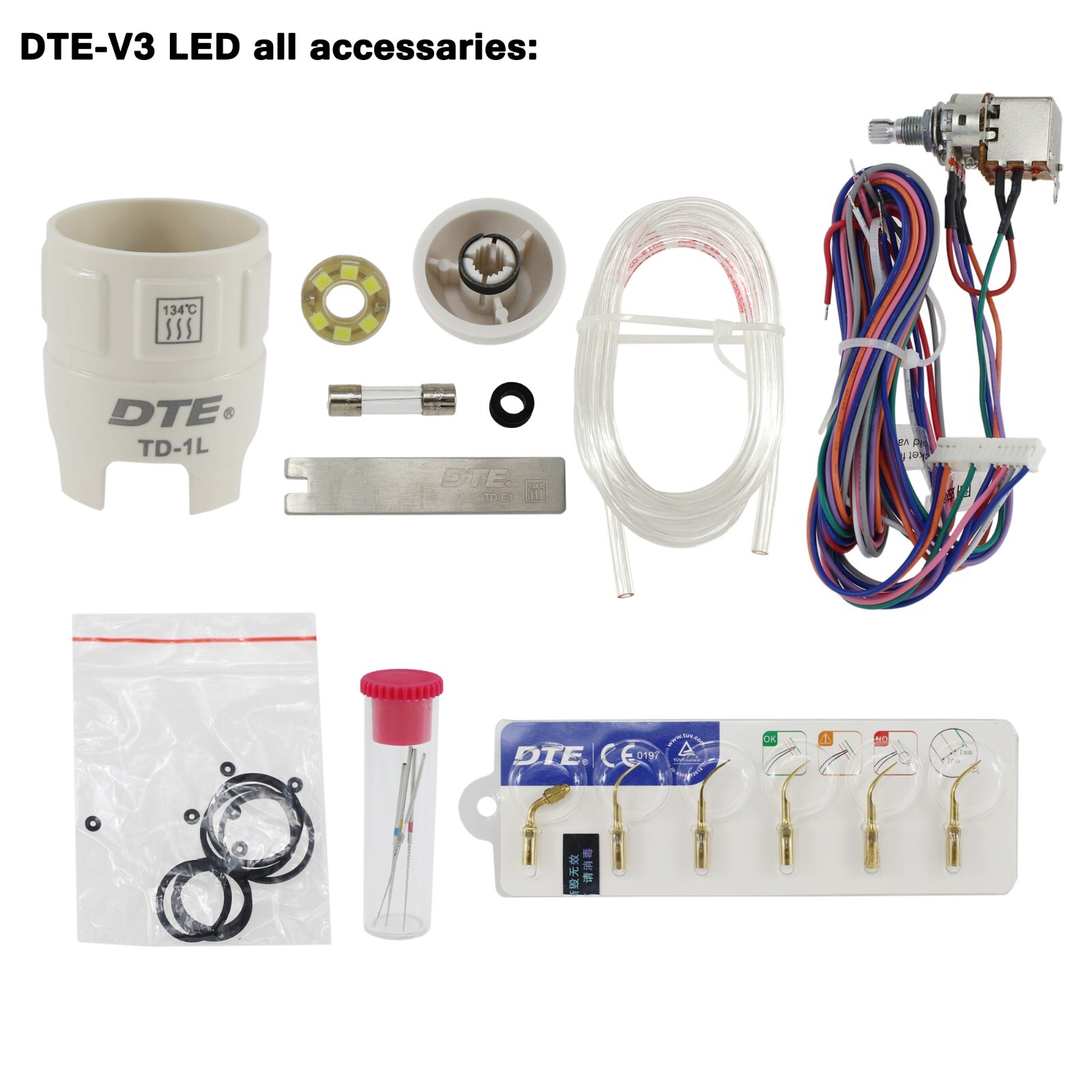 Woodpecker DTE Dental Ultrasonic Scaler Piezo Tips DTE-V2 V3 LED Handpiece HD-7L