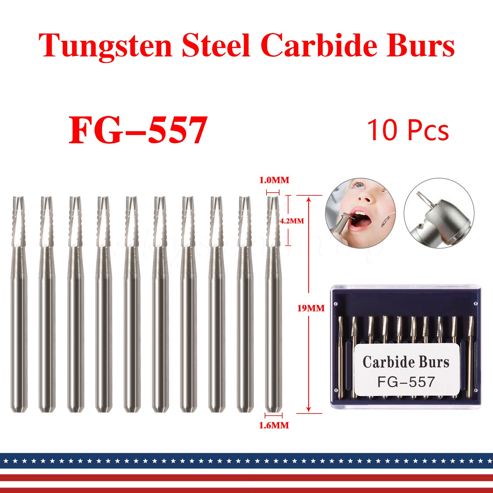 Dental Midwest FG #557 Clinic Length Cross Cut Carbide Burs 100pk