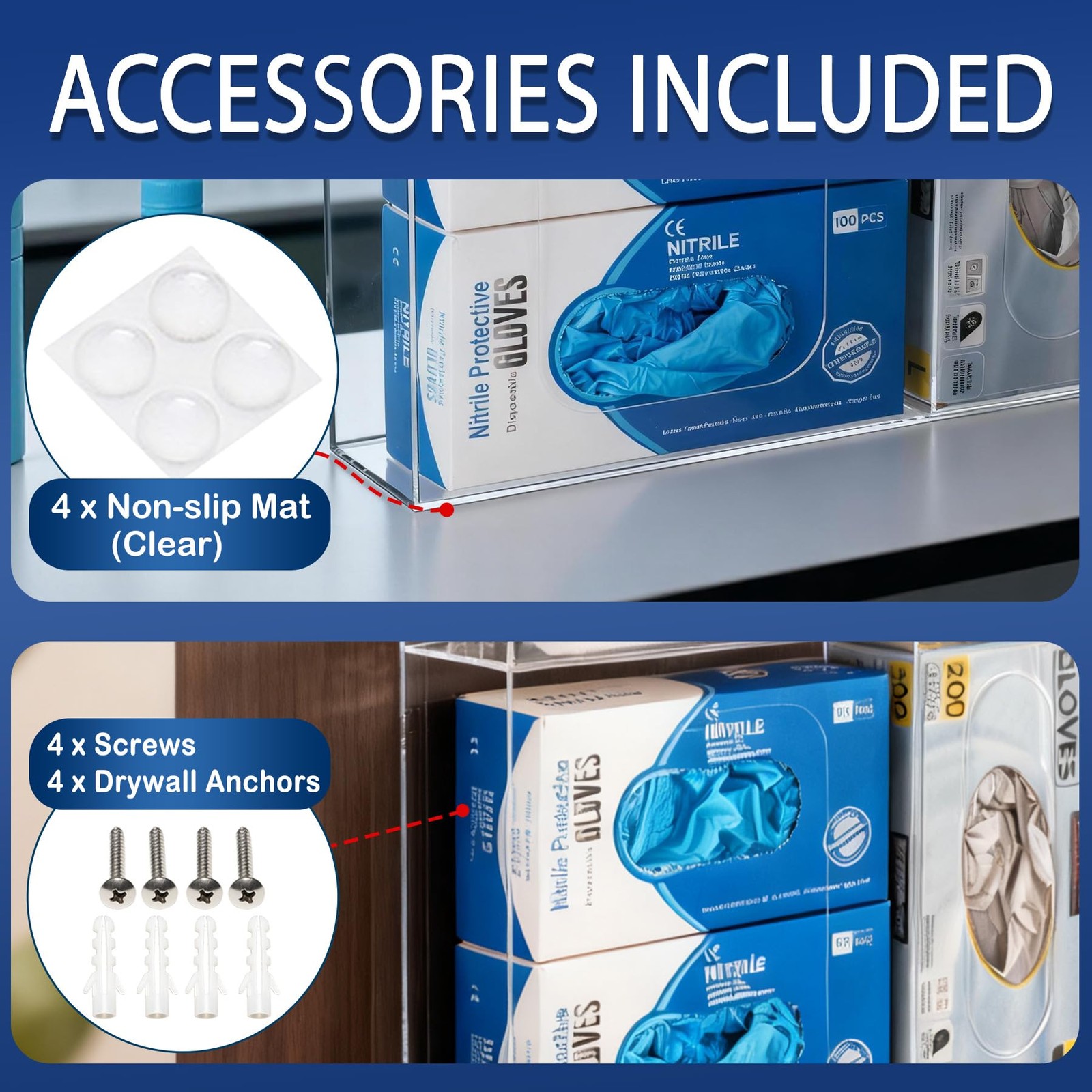 Acrylic Disposable Glove Holder for Wall Mount or Tabletop , Clear Glove Box …