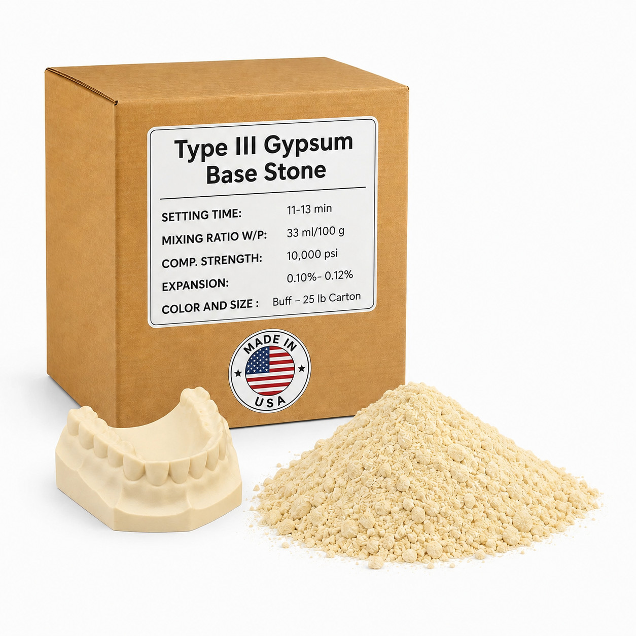 25 LBS Dental Lab Yellow Buff Stone Type III Gypsum- All Purpose Compound