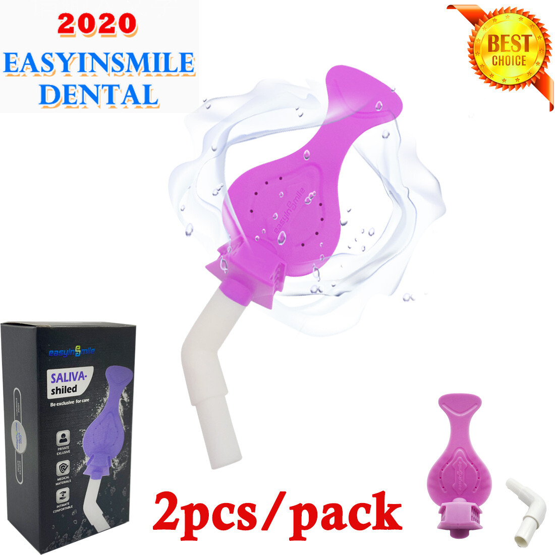 2X Dental Surgical Silicone Dryshield Isolation Mouth Pieces Saliva Suction Tube