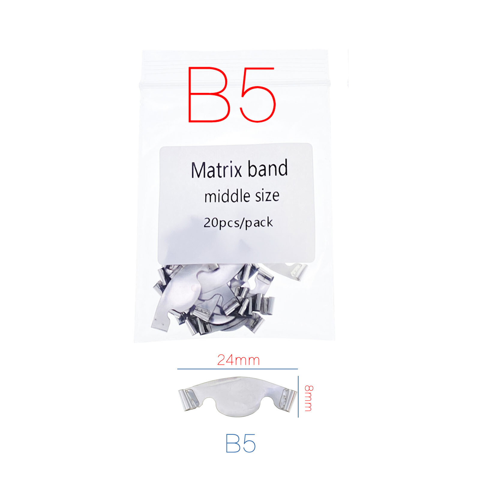 Dental Saddle Contoured Metal Matrices Matrix Band 6 Sizes / Springclip
