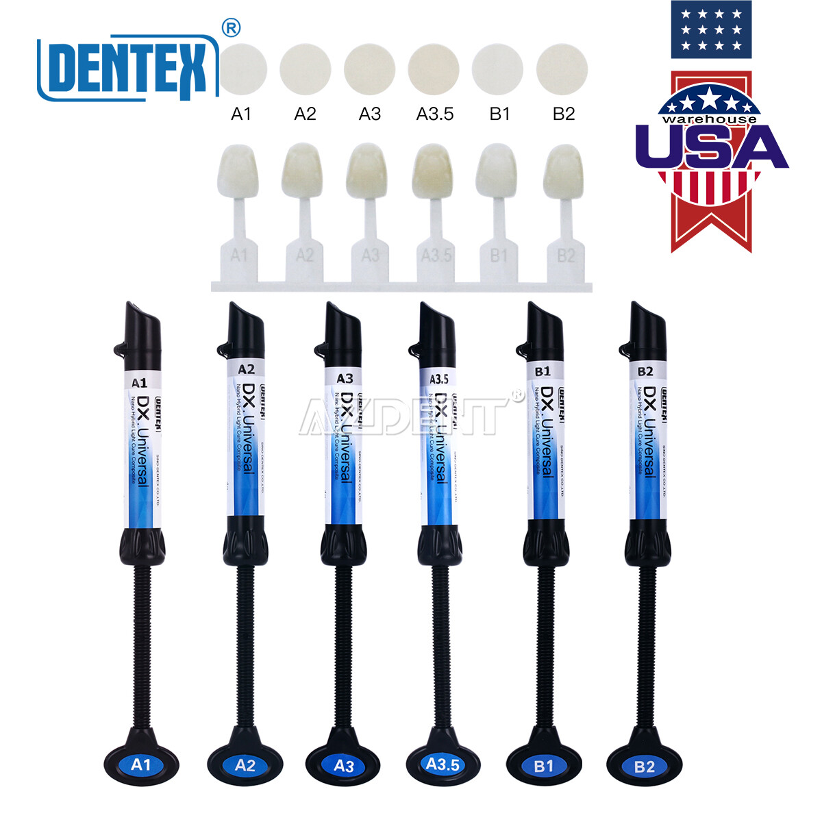 Dentex Dental Composite Light Cure Universal Resin /Acid Etching Gel 37%/Bonding