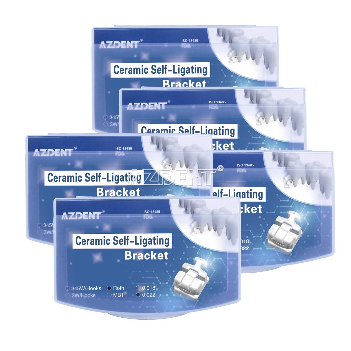 AZDENT Dental Ortho Self Ligating Clear Ceramic Bracket Braces ROTH 022 Hook 345