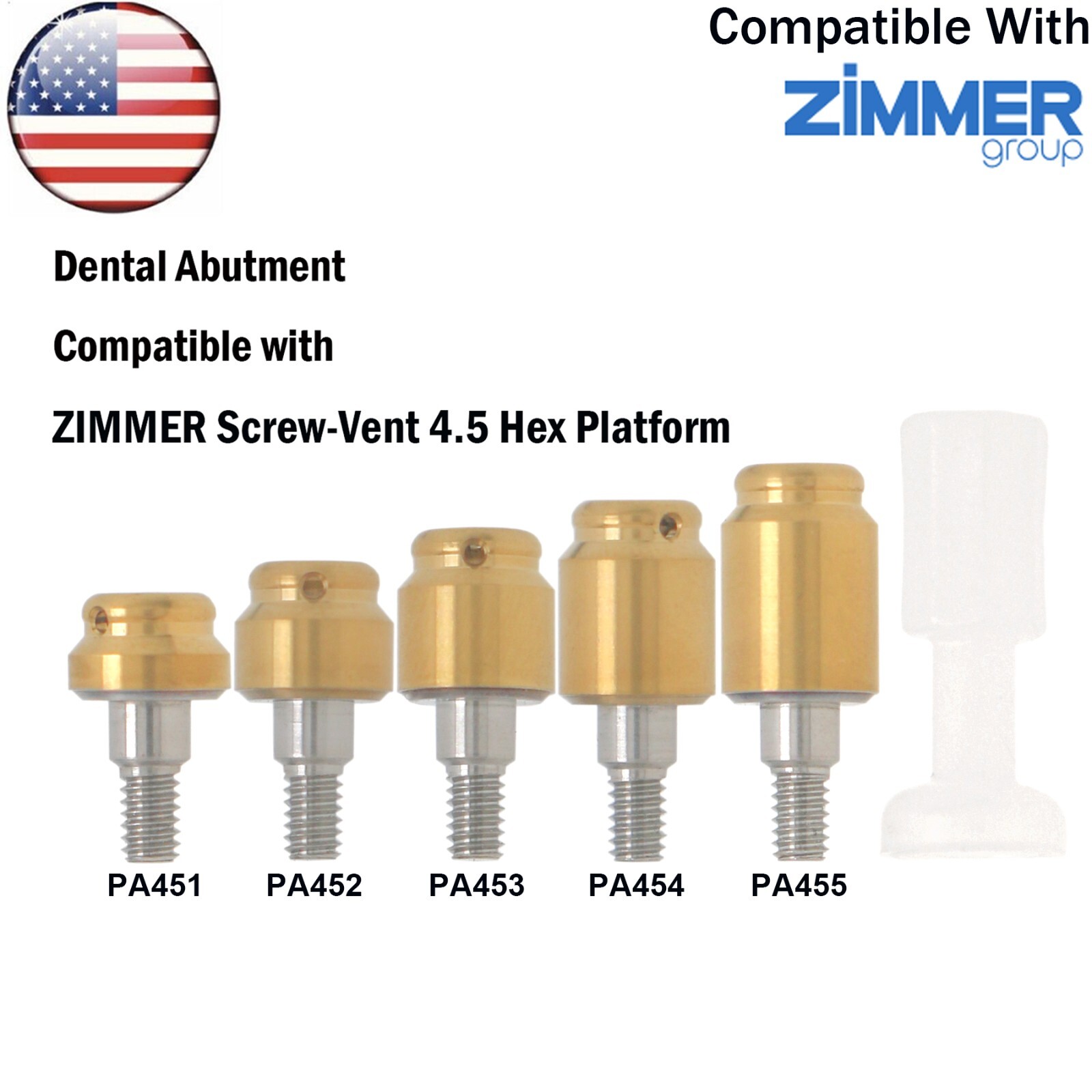 Dental Overdenture Locator Abutment for Zimmer Tapered Screw-vent 4.5 Platform
