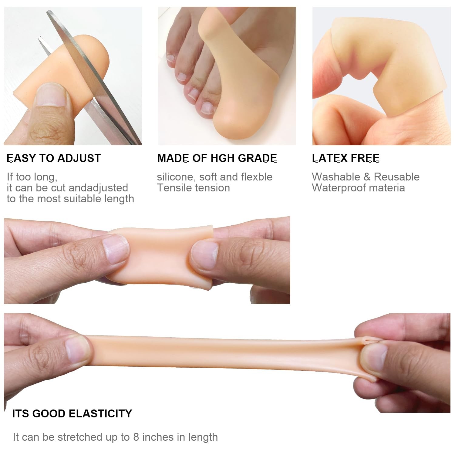8 Pack Silicone Big Toe Protectors Women & Men (Toe Caps Beige-8 Pcs（large）