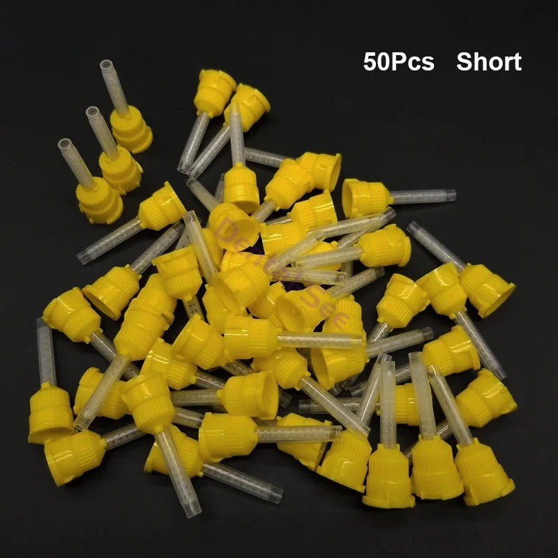 50Pcs/Pack Yellow Dental Impression Mixing Tips Long 7cm/Short 5cm