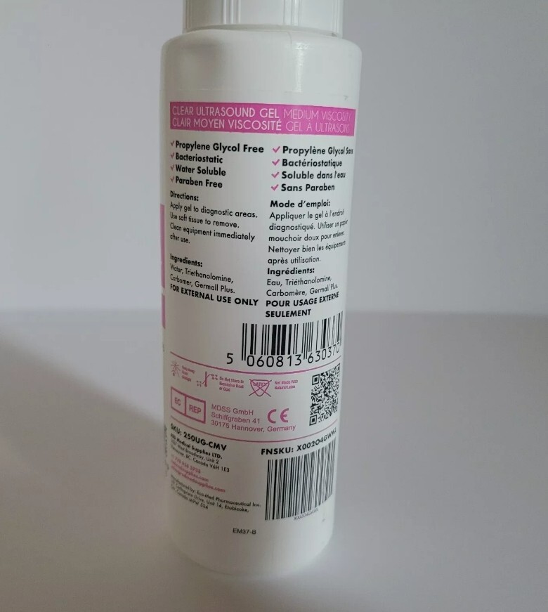 RED Medium Viscosity Ultrasound Gel Clear Color Bottles 250ml
