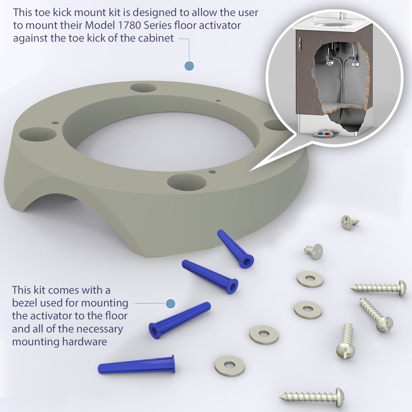 Tapmaster Toe Kick Floor Faucet Activator Mounting Kit 8010 for Model 1780, 1786