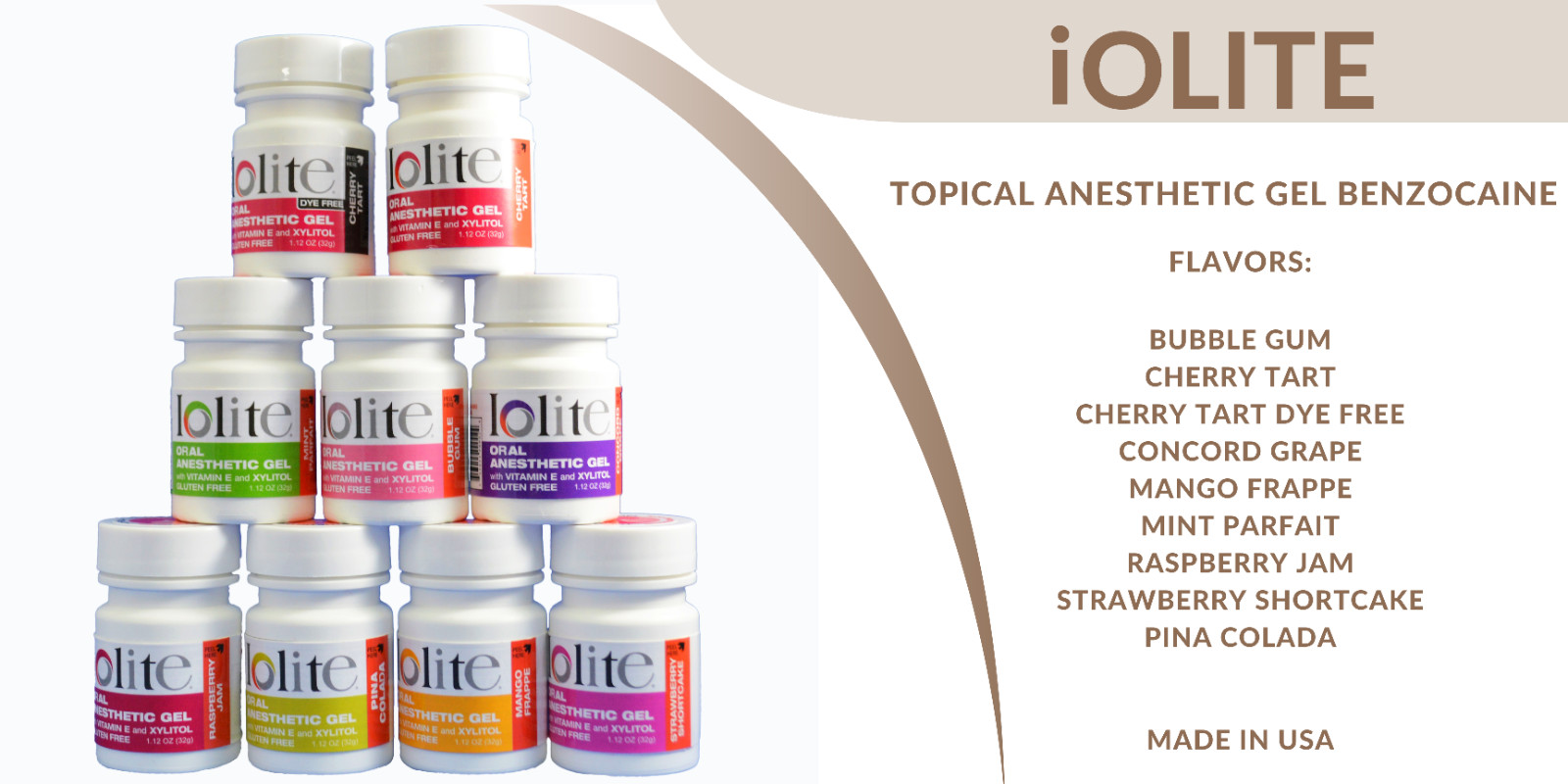 IOLITE 20% Benzocaine Topical Anesthetic Gel BUBBLE GUM FLAVOR 1OZ