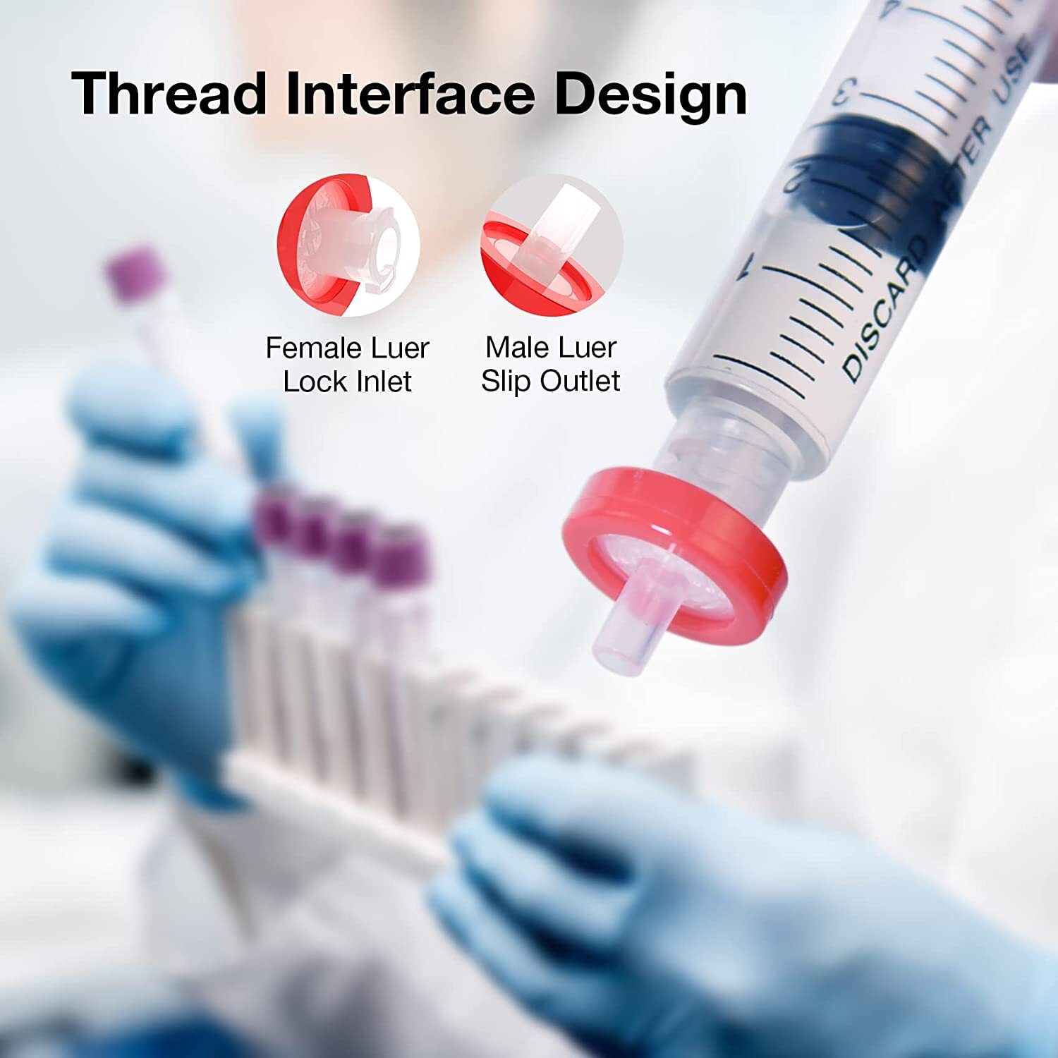 PTFE Syringe Filter 13mm,0.22 um Pore Size,Hydrophilic NonSterile Lab Filtration