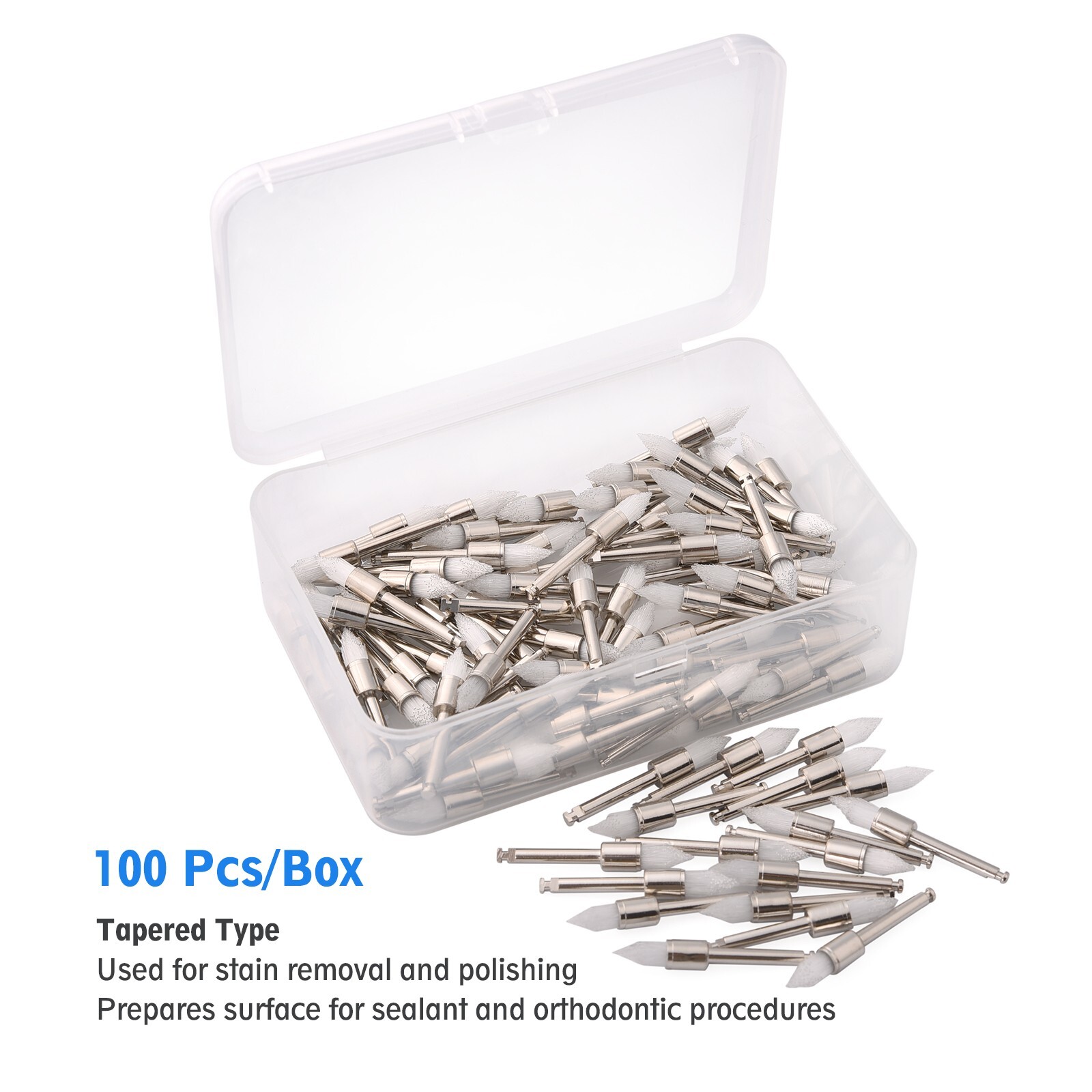 Disposable Dental Prophy Polishing Brush Latch Tapered Type White 100Pcs/Box