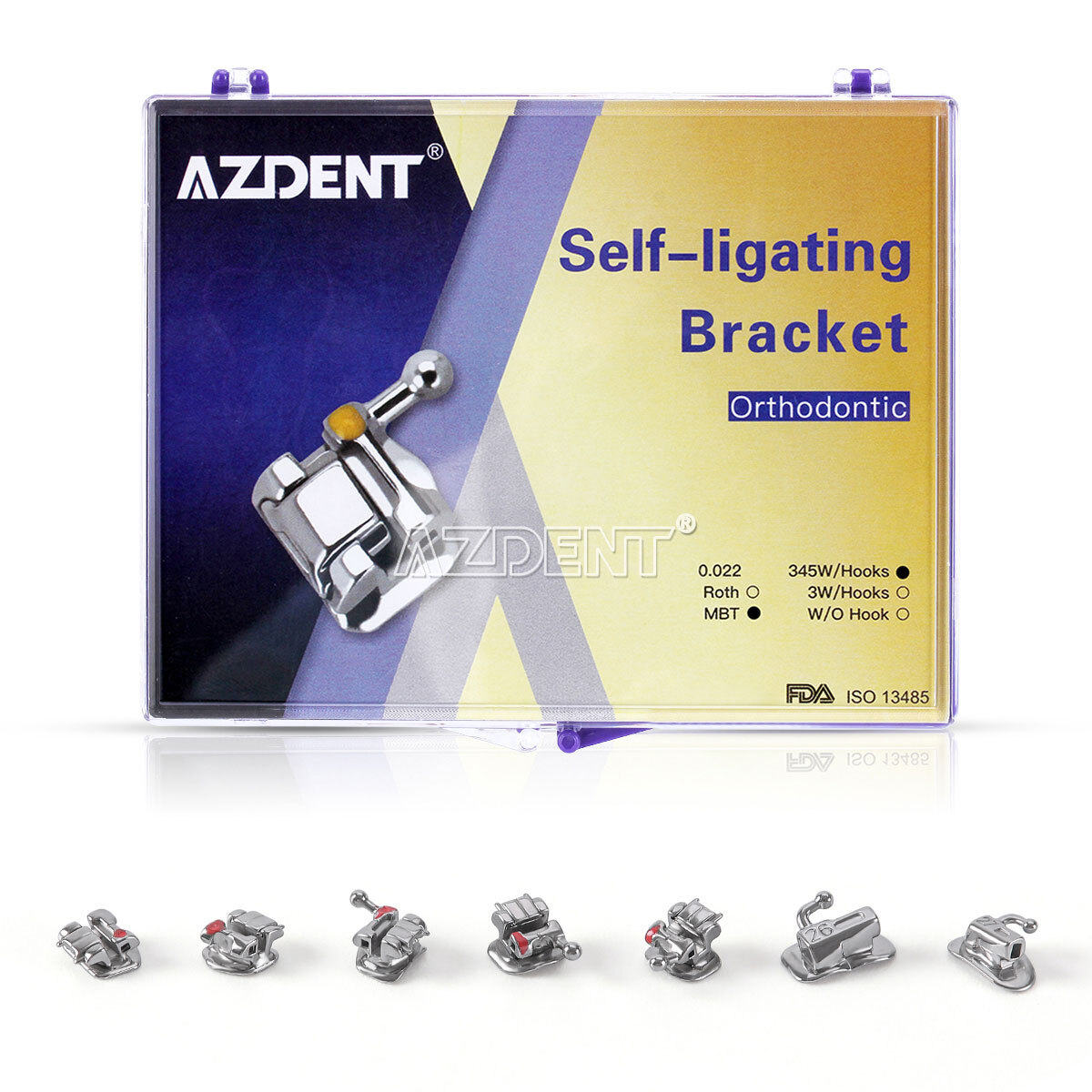 AZDENT Dental Orthodontic Self-Ligating Brackets Braces Roth MBT.022 Hooks 345
