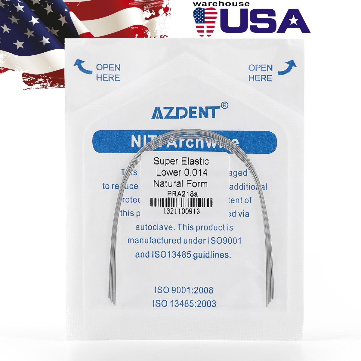 10pcs AZDENT Dental Orthodontic Elastic Niti Round Arch Wires Natural Form Round