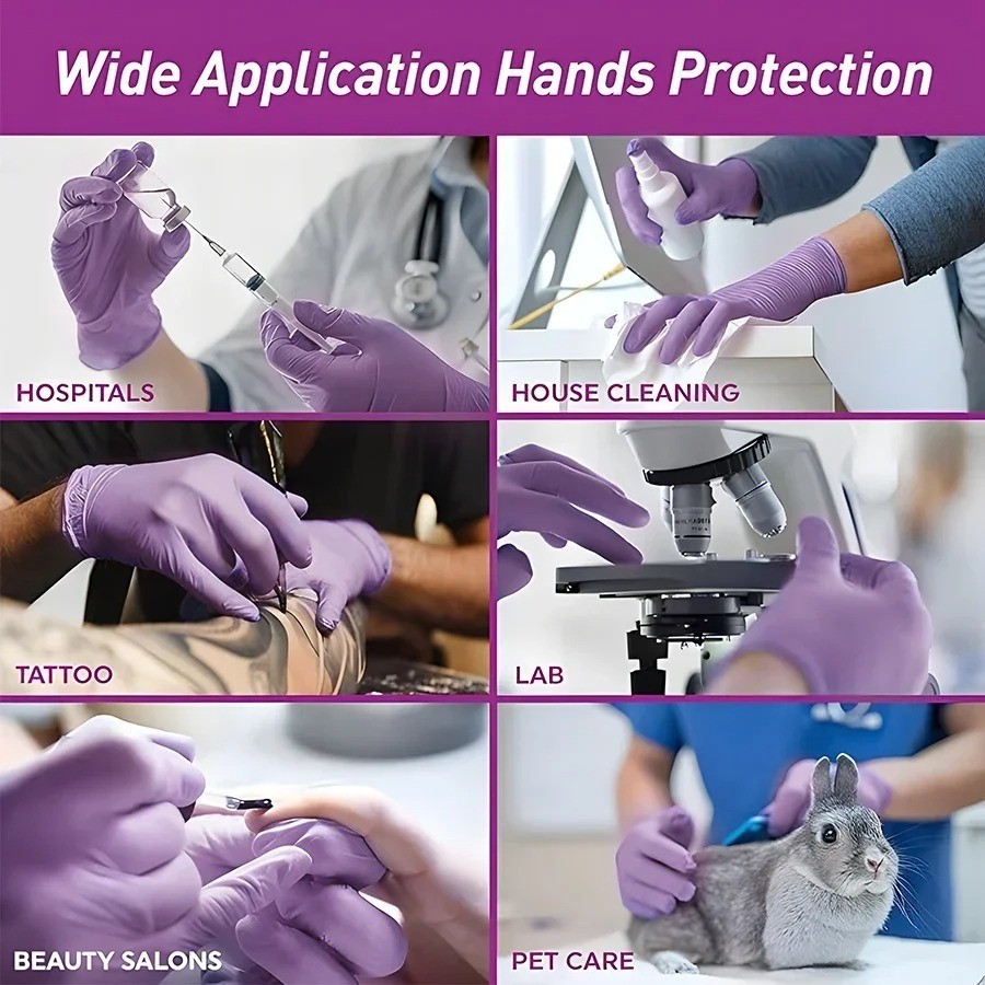 100 Disposable Nitrile Gloves Powder Free Latex Free Medical Use & Food Grade