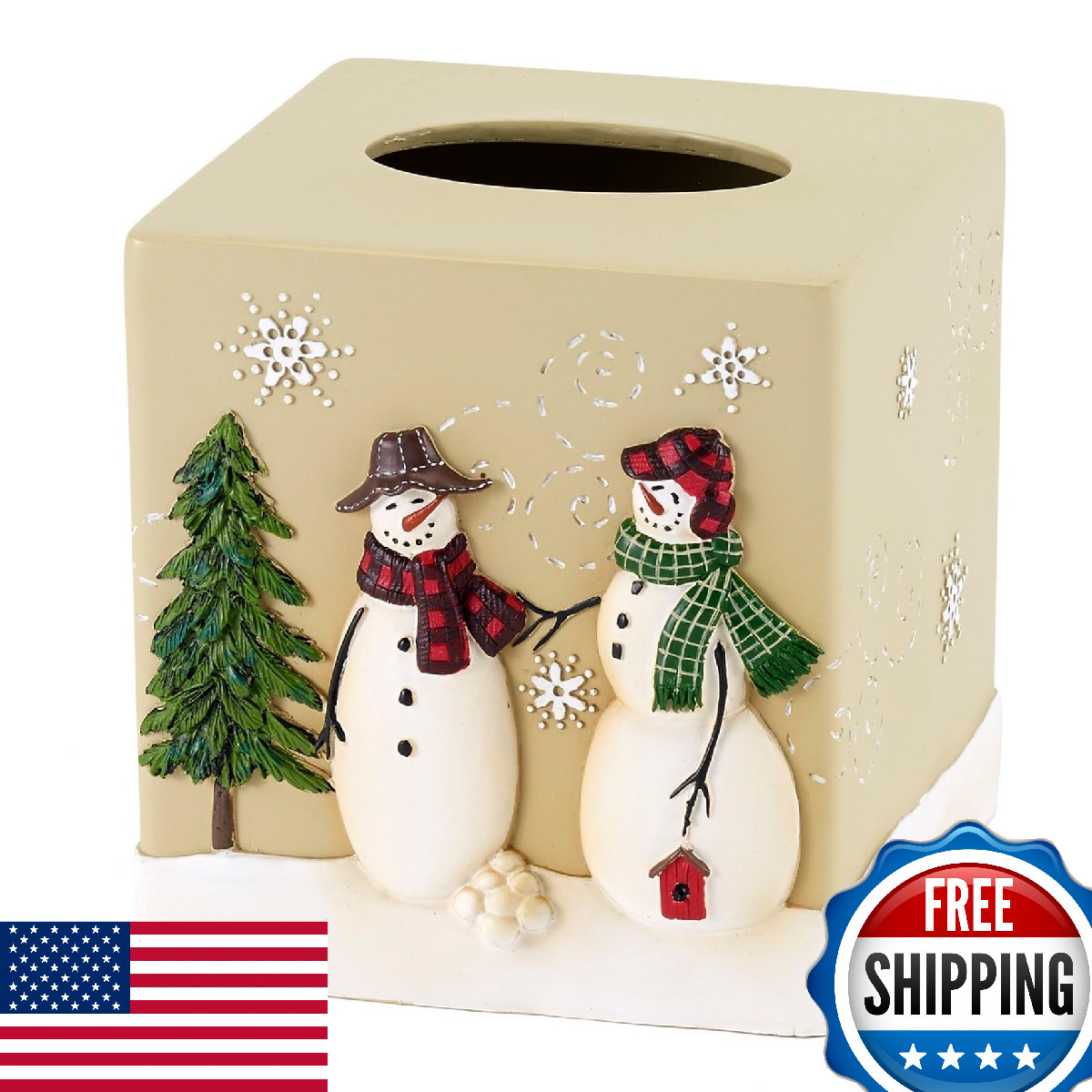Avanti Linens Tissue Box Cover Resin Countertop Accessories Christmas Decoration