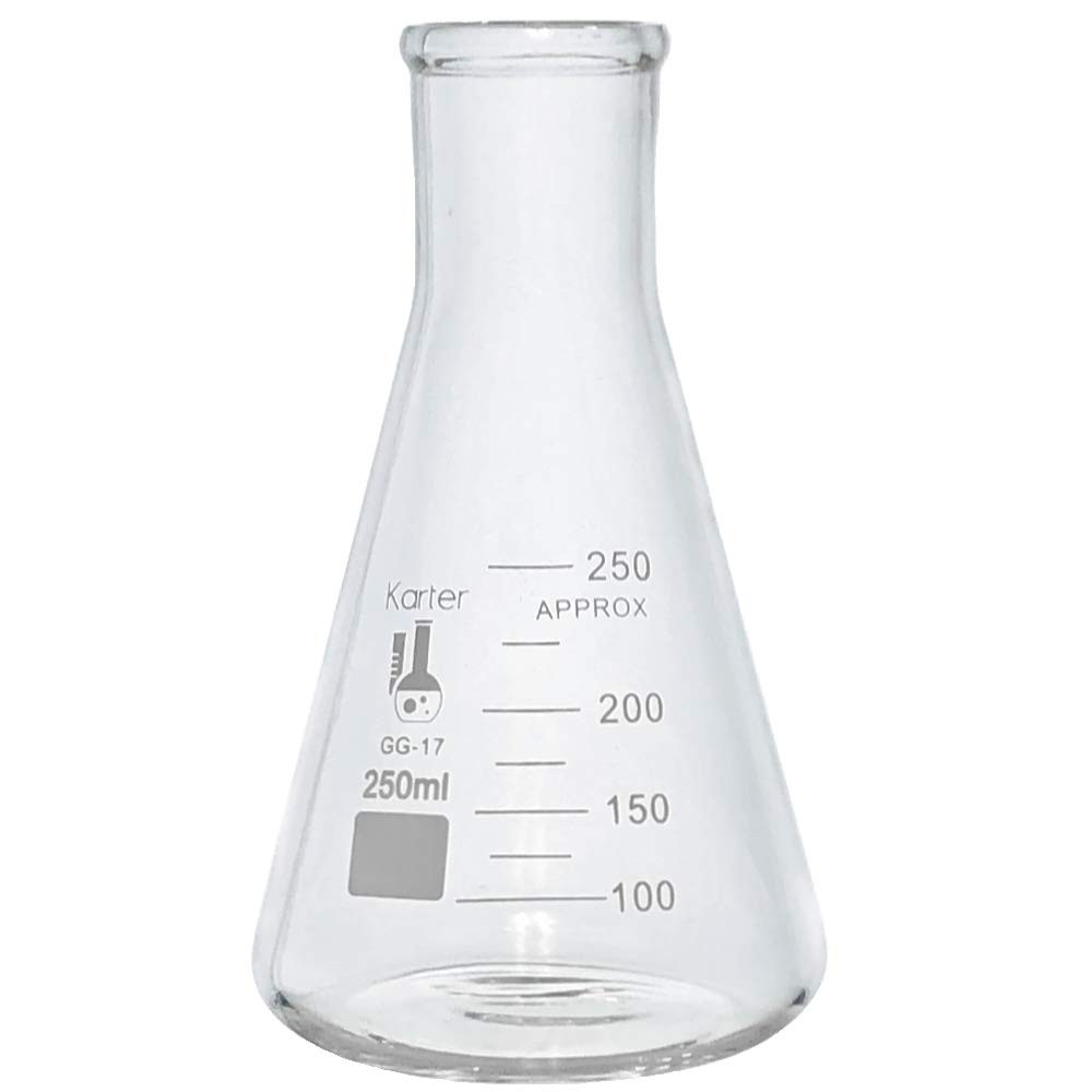 250ml Narrow Mouth Erlenmeyer Flask, 3.3 Borosilicate Glass, 213G28 (Single)