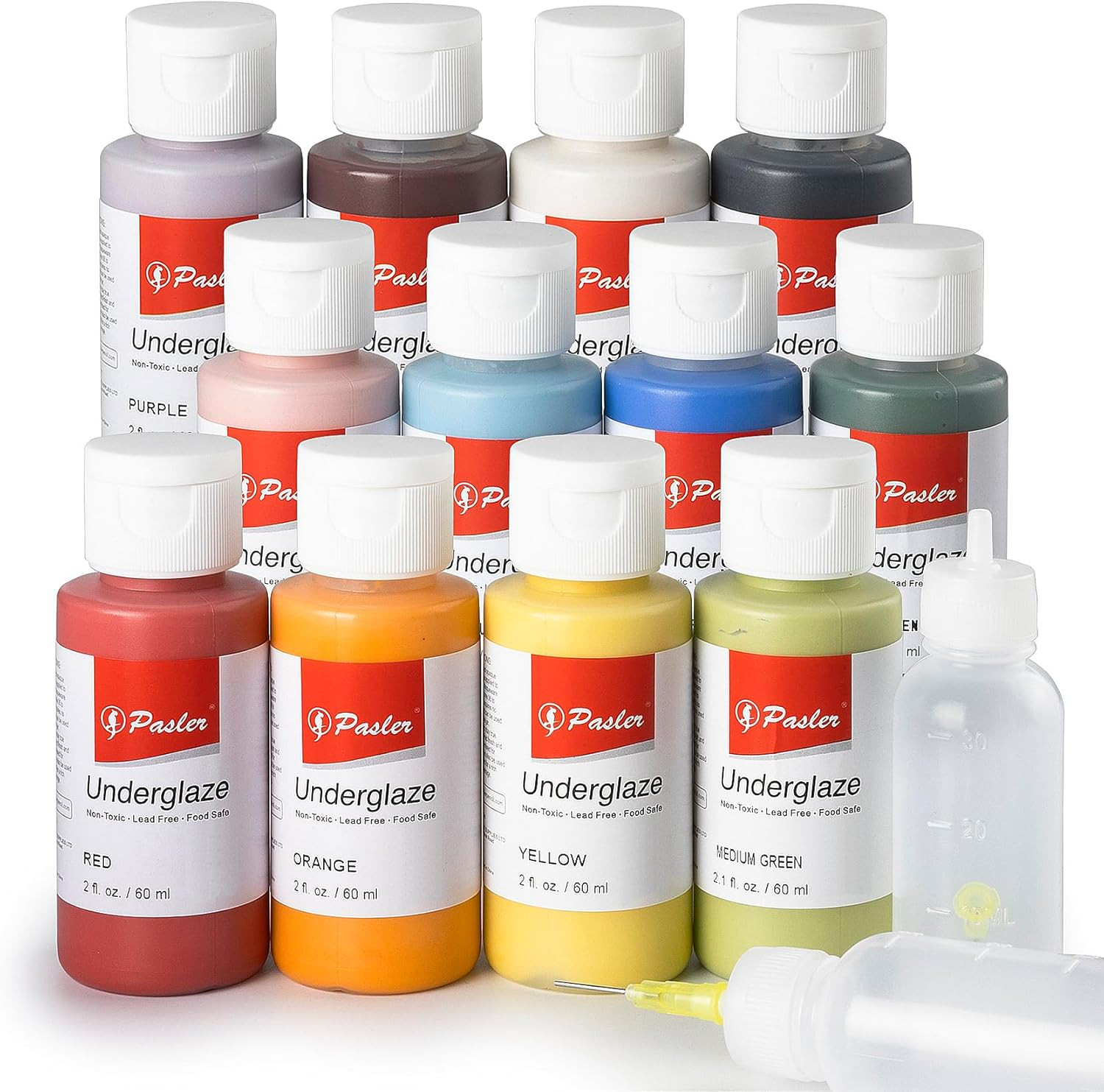 Pasler Underglaze Set – 2 Fl Oz/60 Ml, Concentrated Opaque Liquid Underglaze for