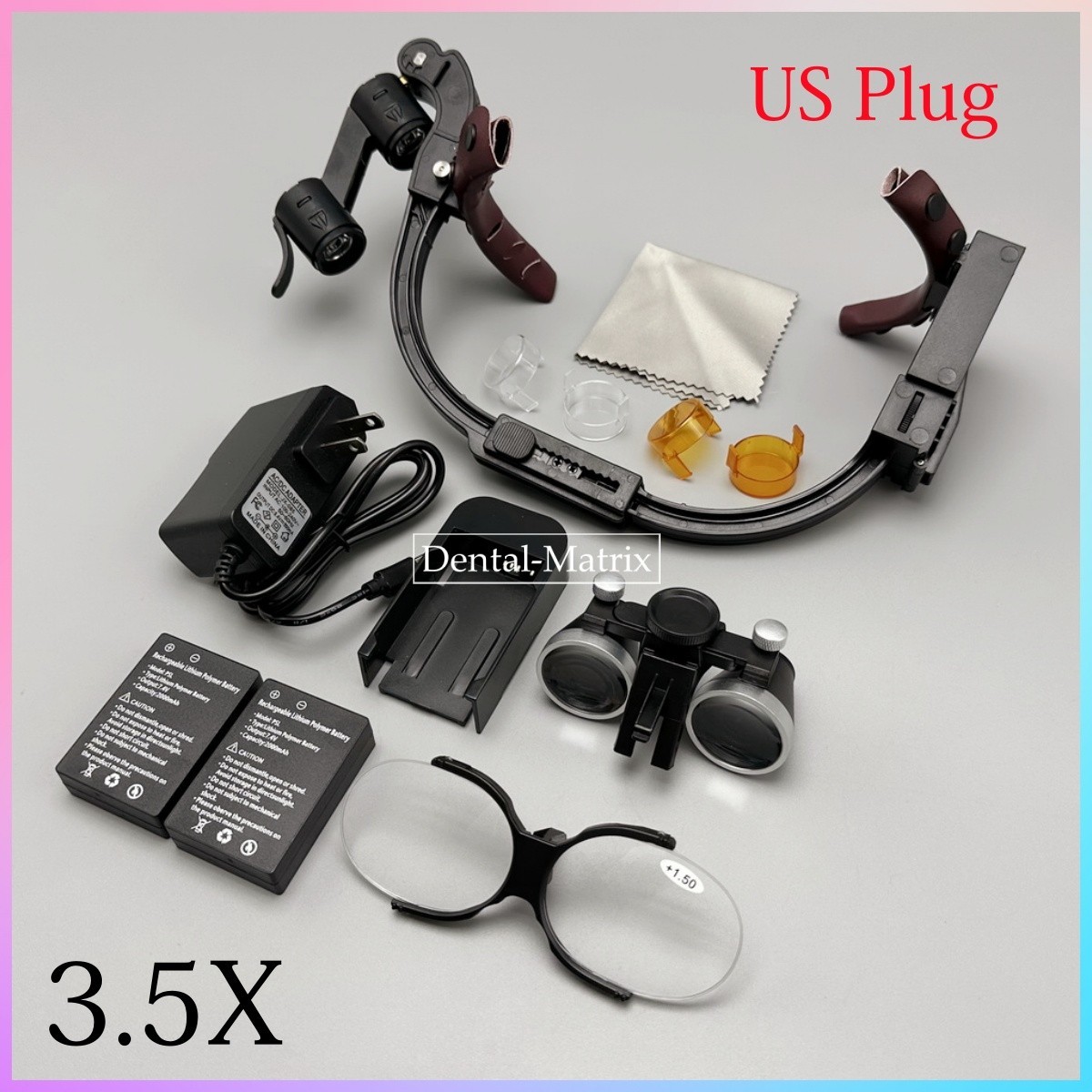 Wireless Dental Surgical loupes 3.5x Binocular Magnifying 5w LED Headlight US/EU