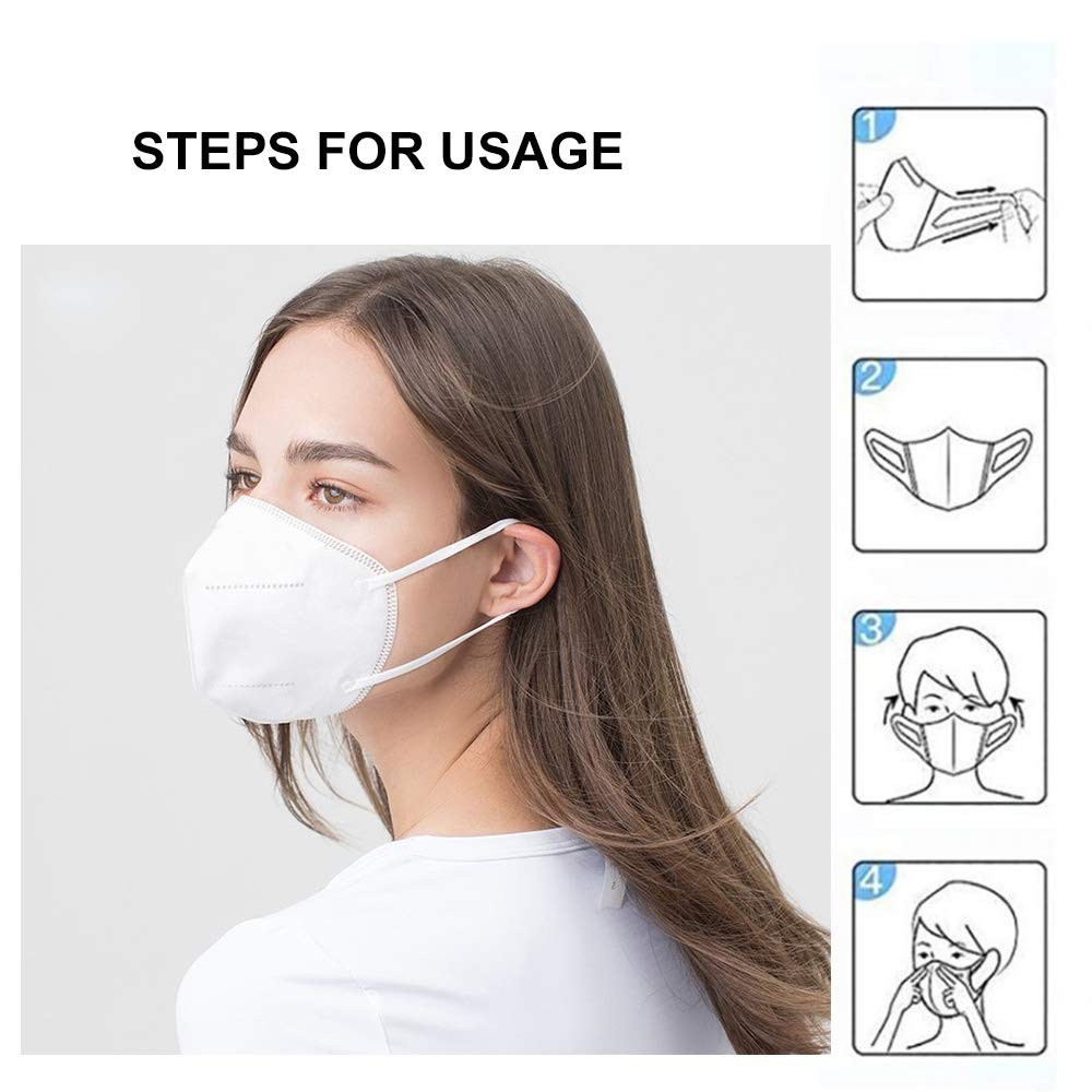 Comfortable KN95 5-Ply Face Masks, Individually Wrapped for Everyday Use, 5 Pack