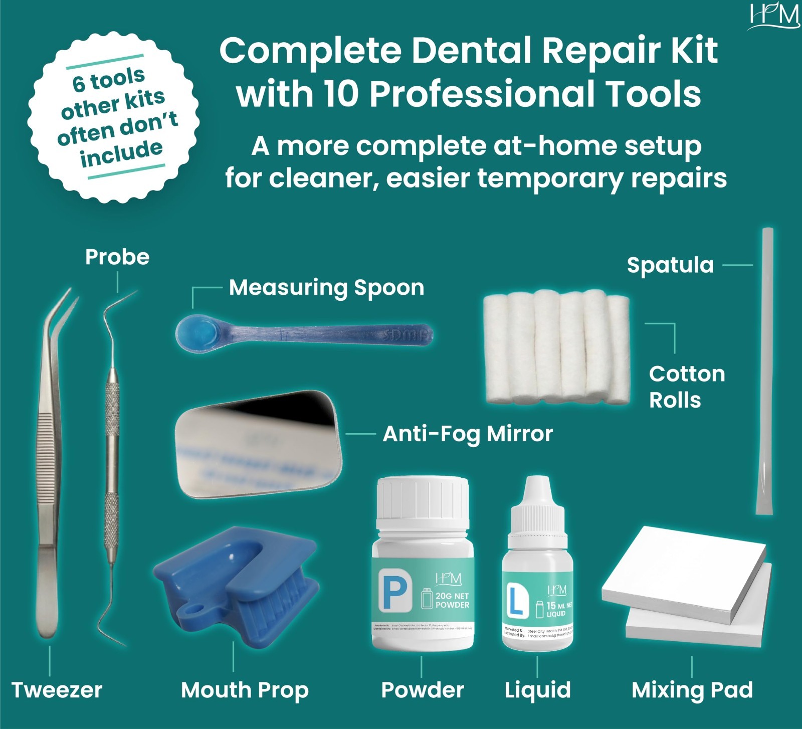 Zinc Oxide Eugenol Dental Cement Kit – Instant Tooth Repair, Crown & Bridge Fill