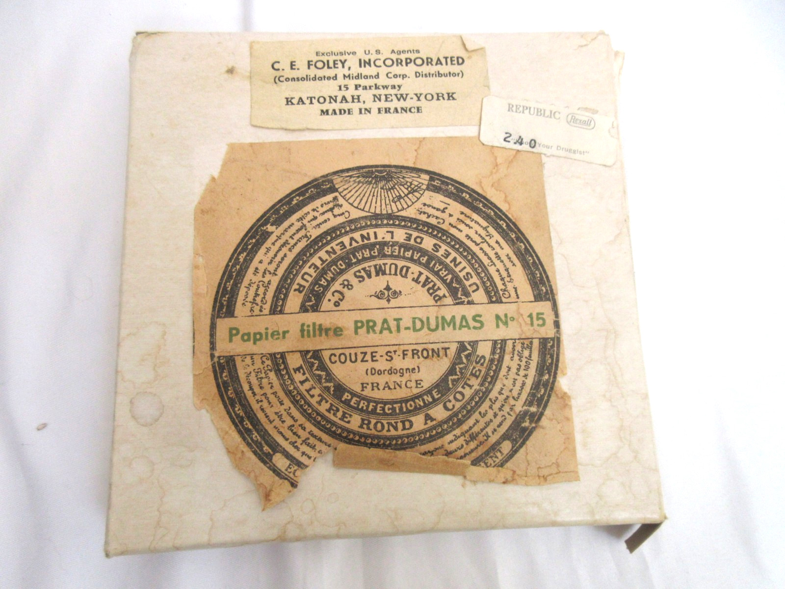 Vintage PRAT DUMAS No 15 Filter Paper France Apothecary Lab Pharmacy Box