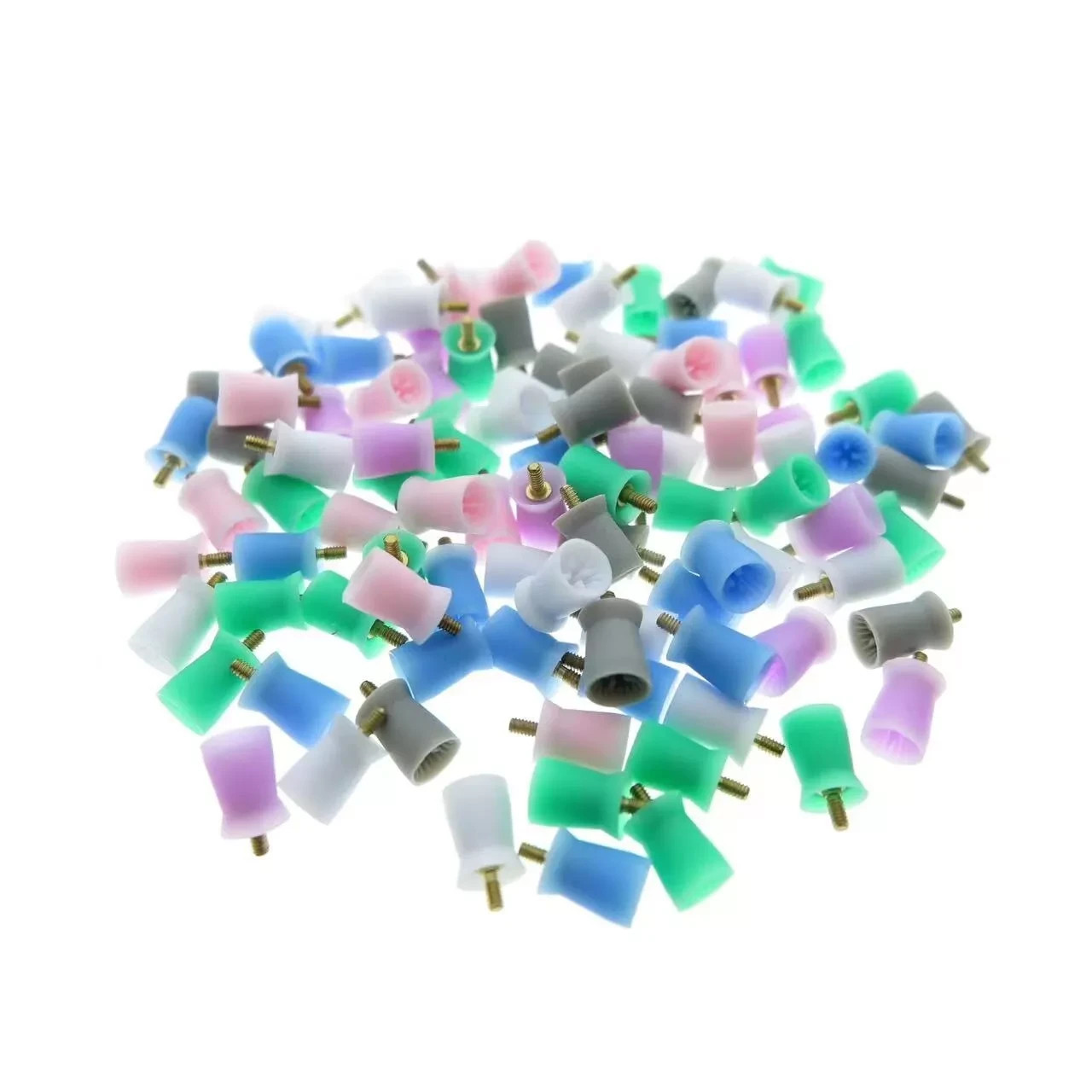 100Pcs/Box Dental 4 Webbed Screw On Type Rubber Polishing Cups Prophy Polisher