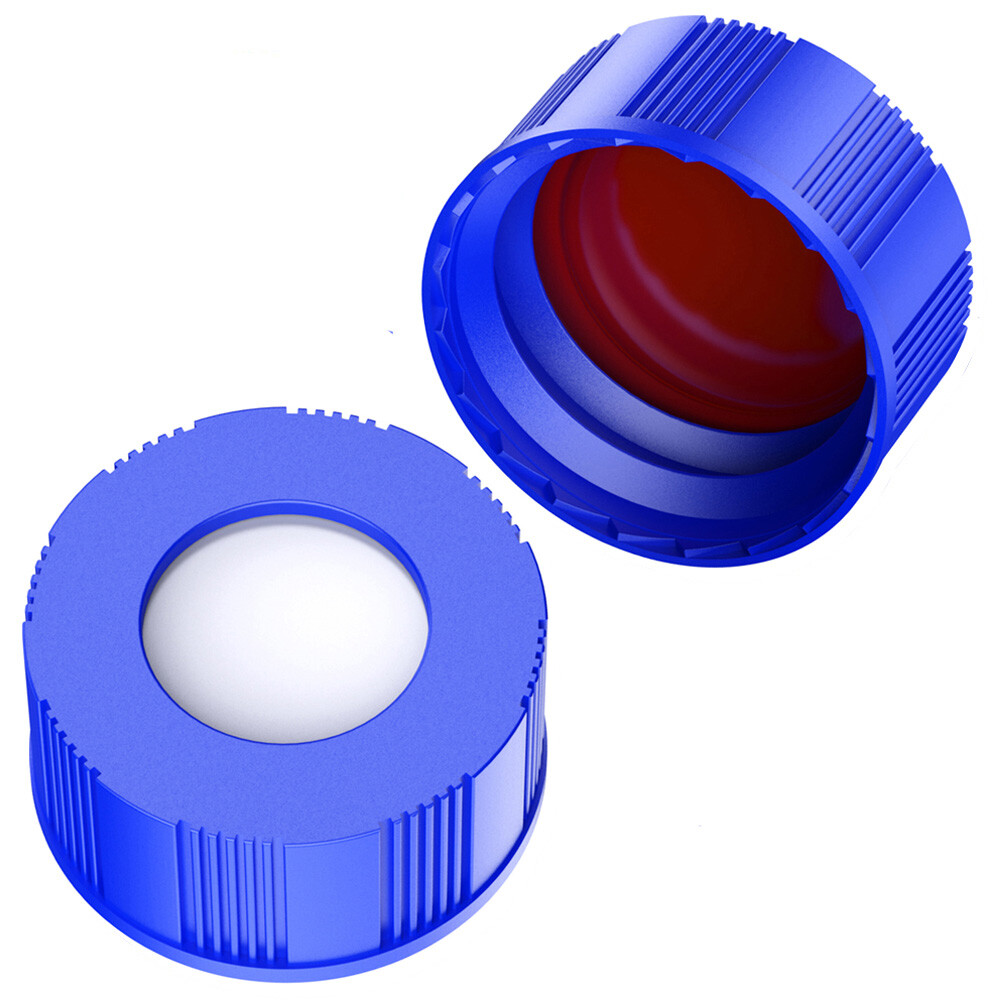 9mm Blue Screw Caps Teflon/Rubber Liner Red PTFE for 9-425 LAB Vials HPLC/GC